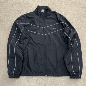 Nike Y2K White Striped Accent Full Zip Windbreaker Jacket 2XL